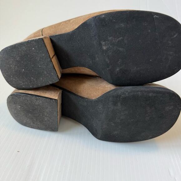 Vintage HD2 Studio suede chunky heel square toe lace up short boots size 7 tan - Picture 9 of 9